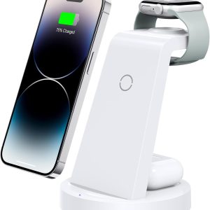 3 in 1 Charging Station for iPhone - Wireless Charger for Apple Products Multiple Devices - Charging Dock Stand for AirPods (for iPhone 16 15 14 13 pro 12 11 X Max)