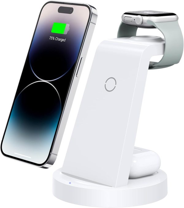 3 in 1 Charging Station for iPhone - Wireless Charger for Apple Products Multiple Devices - Charging Dock Stand for AirPods (for iPhone 16 15 14 13 pro 12 11 X Max)