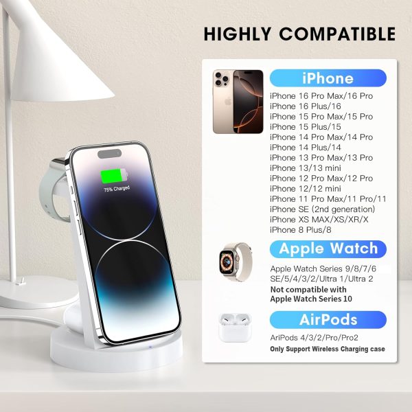 3 in 1 Charging Station for iPhone - Wireless Charger for Apple Products Multiple Devices - Charging Dock Stand for AirPods (for iPhone 16 15 14 13 pro 12 11 X Max) - Image 5
