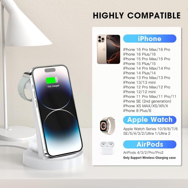 3 in 1 Charging Station for iPhone - Wireless Charger for Apple Products Multiple Devices - Charging Dock Stand for AirPods (for iPhone 16 15 14 13 pro 12 11 X Max) - Image 8