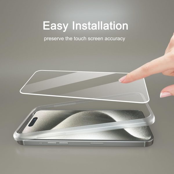 Ailun 3 Pack Screen Protector for iPhone 15 Pro Max [6.7 inch] + 3 Pack Camera Lens Protector with Installation Frame,Sensor Protection,Dynamic Island Compatible,Case Friendly Tempered Glass Film - Image 2