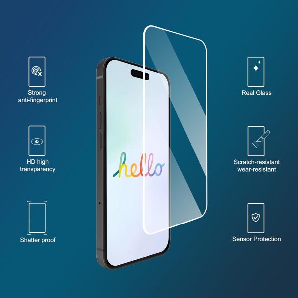 Ailun 3 Pack Screen Protector for iPhone 15 Pro Max [6.7 inch] + 3 Pack Camera Lens Protector with Installation Frame,Sensor Protection,Dynamic Island Compatible,Case Friendly Tempered Glass Film - Image 3