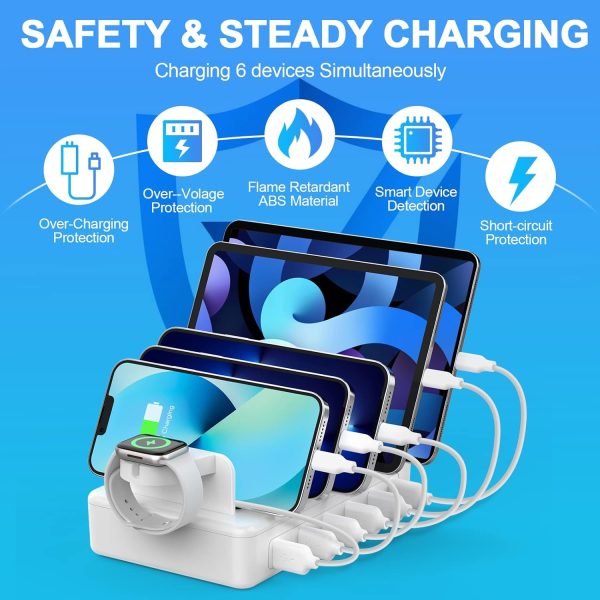 CREATIVE DESIGN Charging Station for Multiple Devices,50W 6 Ports Charging Dock with 6 Cables Compatible with Cellphone,Tablet, Kindle, Apple Watch and Other Electronic - Image 3