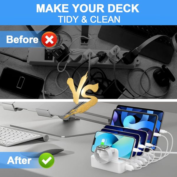 CREATIVE DESIGN Charging Station for Multiple Devices,50W 6 Ports Charging Dock with 6 Cables Compatible with Cellphone,Tablet, Kindle, Apple Watch and Other Electronic - Image 4