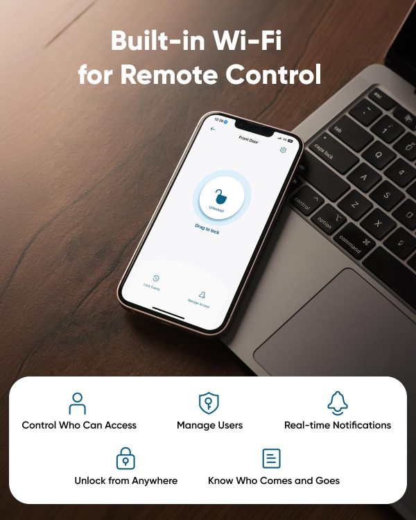 eufy Smart Lock C30, Keyless Entry Door Lock, Built-in WiFi Deadbolt, Smart Lock for Front Door, No Bridge Required, Easy Installation, App Remote Control, Auto Lock - Image 2
