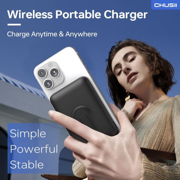 for Magsafe Portable Charger, 12000mAh Wireless Magnetic Power Bank with Stand and USB C In/Out Fast Charging, for Magsafe Battery Pack Compatible with iPhone 15/14/13/12 Pro/Pro Max/Plus Series-Black - Image 4