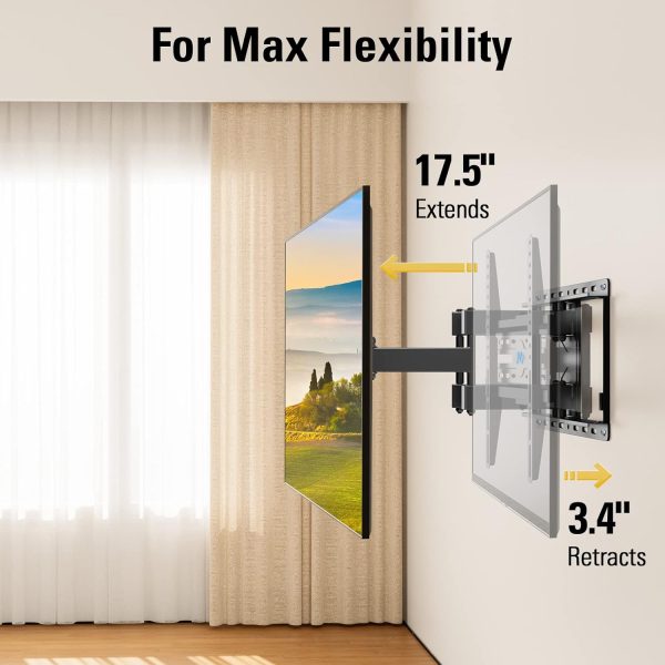 Mounting Dream TV Wall Mount for 32-65 Inch TV, TV Mount with Swivel and Tilt, Full Motion TV Bracket with Articulating Dual Arms, Fits 16inch Studs, Max VESA 400X400 mm, 99lbs, MD2380 - Image 2