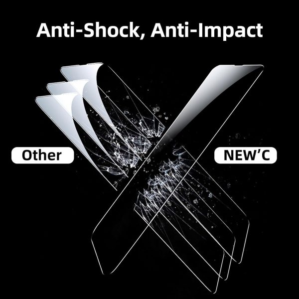 NEW'C 3 Pack Designed for iPhone 14, 13, 13 Pro (6.1") Screen Protector Tempered Glass, Case Friendly Anti Scratch Bubble Free Ultra Resistant - Image 6