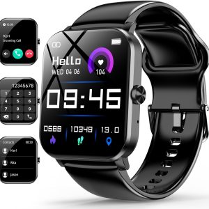 Smart Watch, 1.85" Smartwatch for Men Women (Answer/Make Call), IP68 Waterproof Fitness Tracker, 120+ Sport Modes, Heart Rate, Sleep Monitor, Pedometer, Spo2, Activity Tracker for Android iOS (Black)