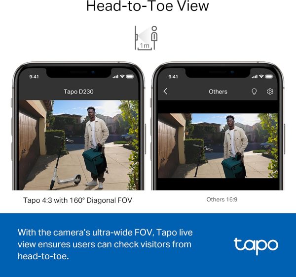 Tapo TP-Link Smart Video Doorbell Camera, Battery Powered, Chime Included, 2K 5MP, Color Night Vision, 2-Way Audio, Free AI Detection, Cloud/SD Card Storage, Works w/Alexa & Google Home, D230S1 - Image 4