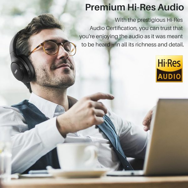 TOZO HT2 Hybrid Active Noise Cancelling Headphones, Wireless Over Ear Bluetooth Headphones, 60H Playtime, Hi-Res Audio Custom EQ via App Deep Bass Comfort Fit Ear Cups, for Home Office Travel - Image 2
