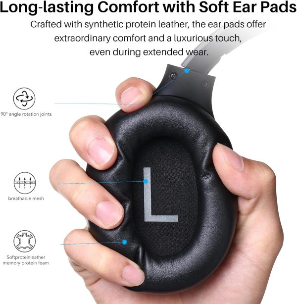 TOZO HT2 Hybrid Active Noise Cancelling Headphones, Wireless Over Ear Bluetooth Headphones, 60H Playtime, Hi-Res Audio Custom EQ via App Deep Bass Comfort Fit Ear Cups, for Home Office Travel - Image 7